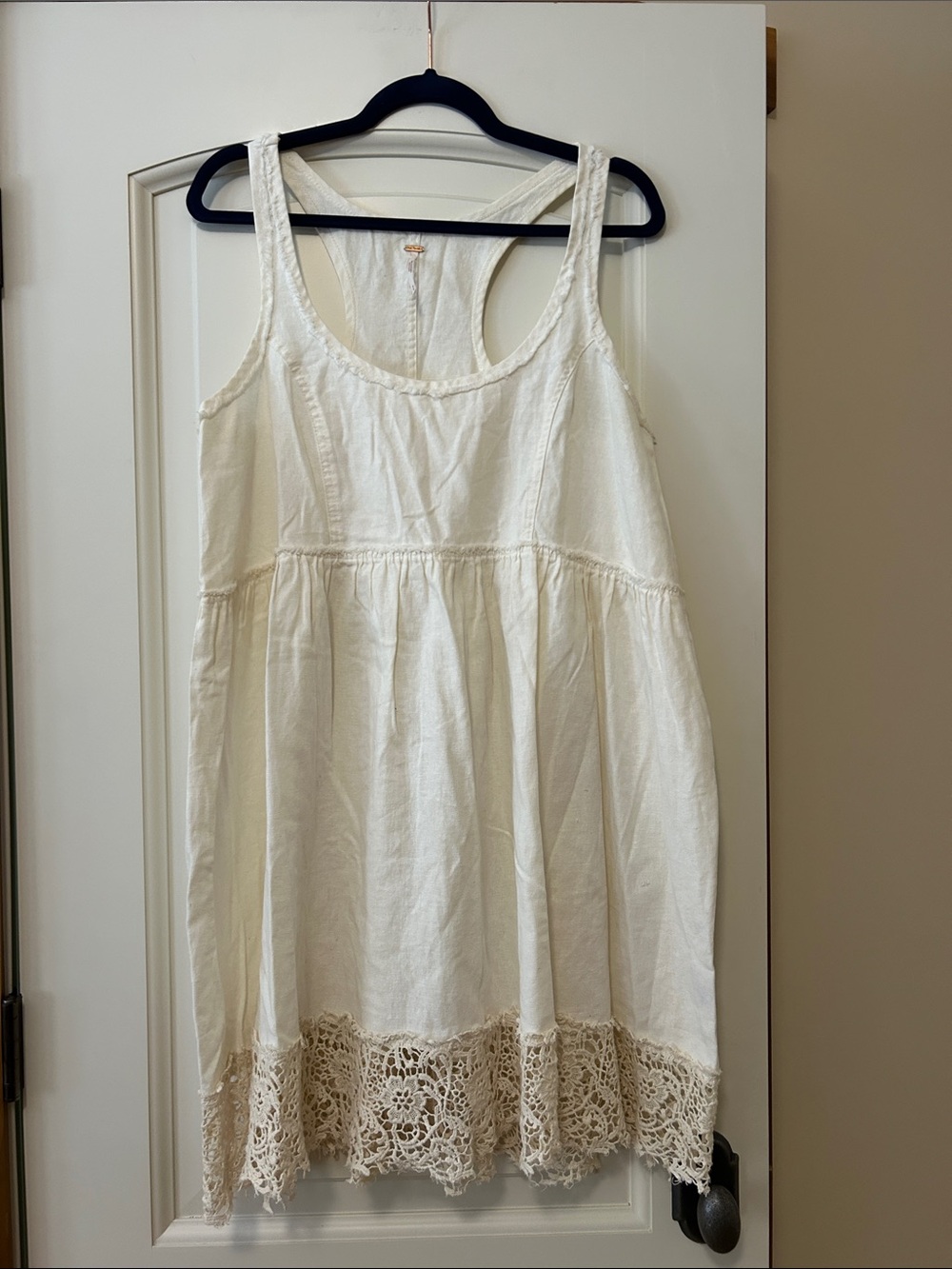 Free People Cream Crochet-Hem Mini Dress